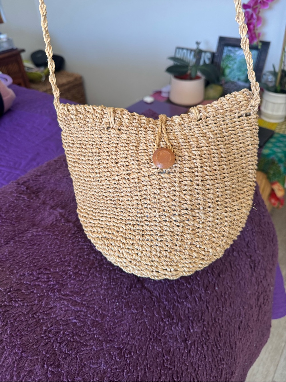 Woven Straw Crossbody Bag in Natural